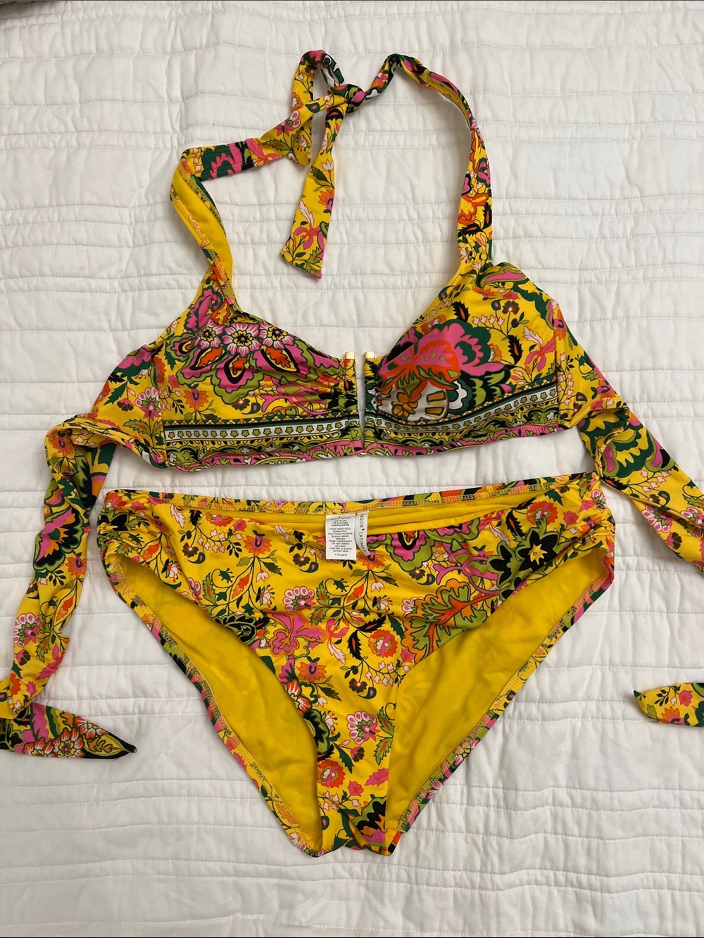Gibson Latimer Yellow Floral Print Bikini Set